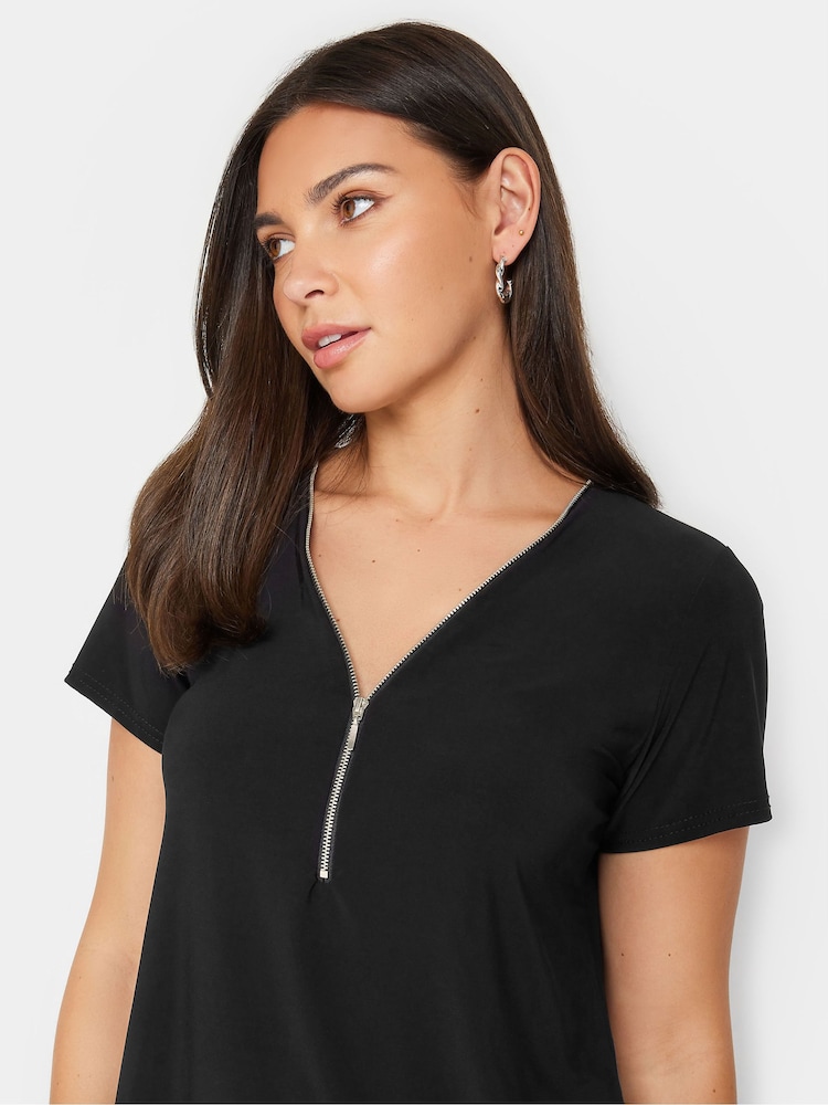 Long Tall Sally Black Zip Detail T-Shirt - Image 4 of 4