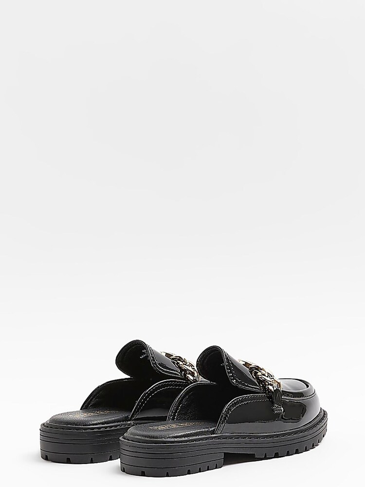 River Island Girls Patent Backless Chunky Black Shoes - Image 3 of 4