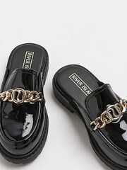 River Island Girls Patent Backless Chunky Black Shoes - Image 4 of 4