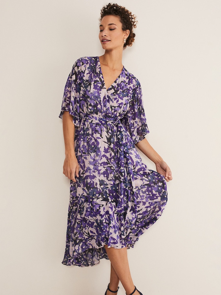Phase Eight Natural Juliette Floral Fil Coupé Wrap Dress - Image 1 of 6 Phase Eight Natural Juliette Floral Fil Coupé Wrap Dress - Image 1 of 6