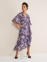 Phase Eight Natural Juliette Floral Fil Coupé Wrap Dress - Image 3 of 6