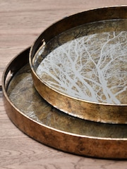 Libra Interiors Set of 2 Gold Trays With Tree Design - Image 2 of 3