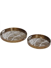 Libra Interiors Set of 2 Gold Trays With Tree Design - Image 3 of 3