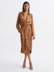 Vestido midi com cinto Reiss Emily Devoure Print - Imagem 1 de 7