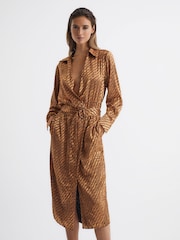 Vestido midi com cinto Reiss Emily Devoure Print - Imagem 3 de 7