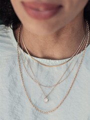 Orelia London 18K Gold Swarovski Ditsy Necklace in White Opal - Image 2 of 2