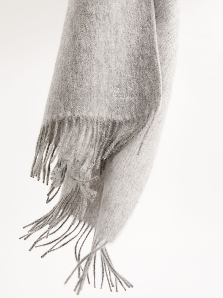 Reiss Soft Grey Picton Wool-Cashmere Scarf - Image 4 of 4