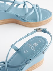 Blue Forever Comfort Leather Asymmetric Strappy Wedges - Image 6 of 7