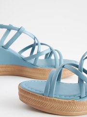 Blue Forever Comfort Leather Asymmetric Strappy Wedges - Image 7 of 7