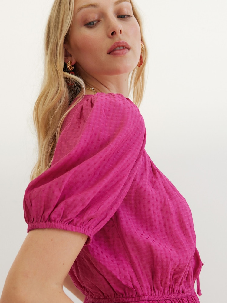 Oliver Bonas Pink Interest Fabric Midi Dress - Image 2 of 8