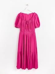 Oliver Bonas Pink Interest Fabric Midi Dress - Image 3 of 8