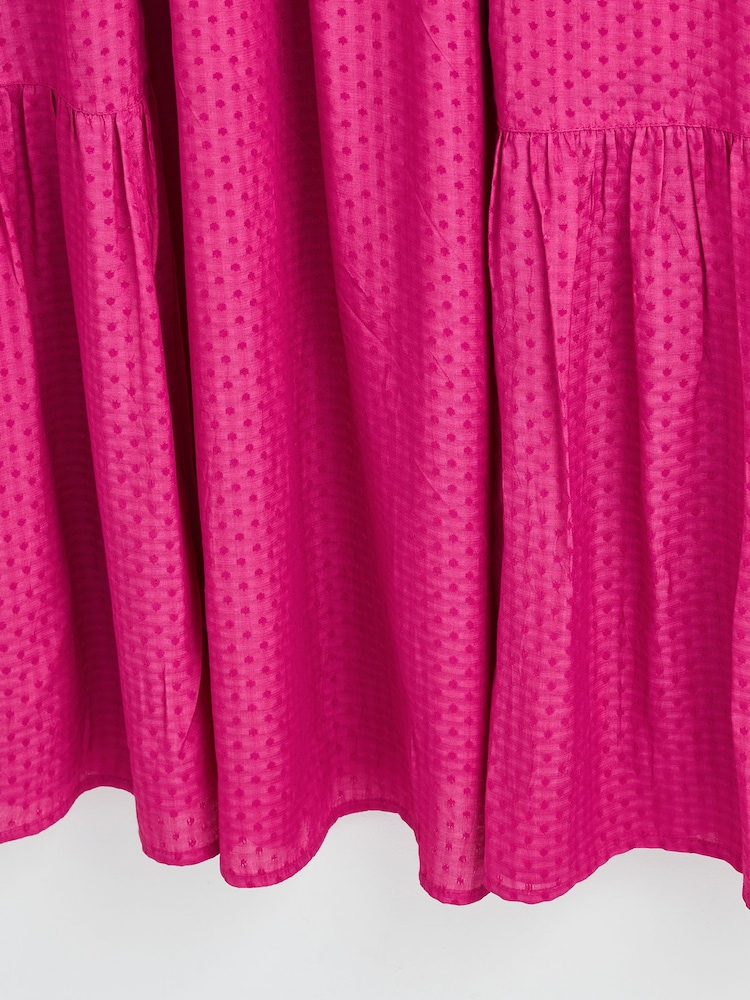 Oliver Bonas Pink Interest Fabric Midi Dress - Image 8 of 8