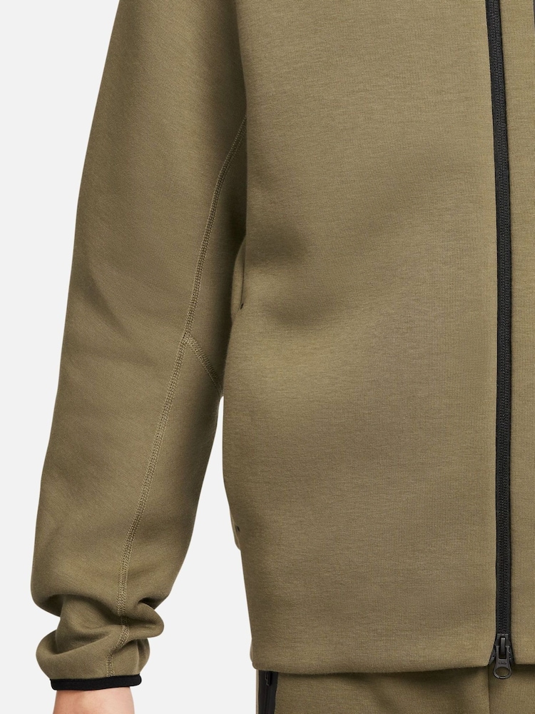 Nike Olive Green Tech Fleece Bomber Jacket - Image 6 of 9