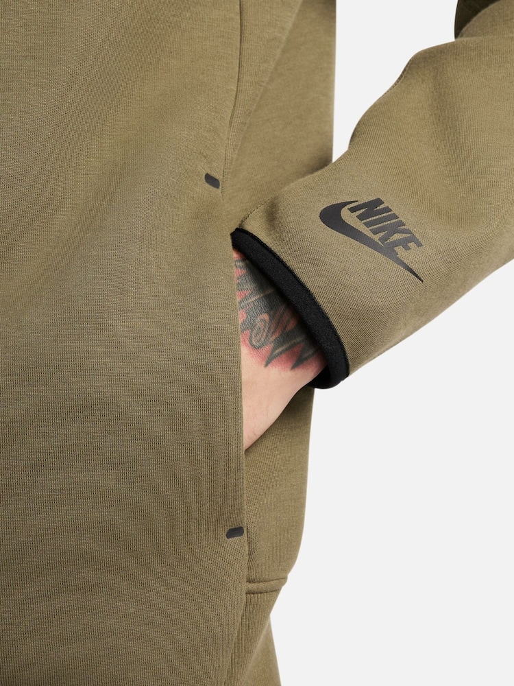 Nike Olive Green Tech Fleece Bomber Jacket - Image 7 of 9