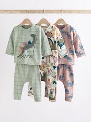 Grün mit Dinosauriern - Baby T-Shirts und Leggings Set 6er Packung - Bild 1 von 10