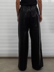 Religion Black Wide Leg Faux Leather Look Luster Trousers - Image 2 of 7