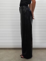 Religion Black Wide Leg Faux Leather Look Luster Trousers - Image 3 of 7