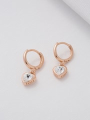 Ted Baker Rose Gold Tone HANNIY: Crystal Heart Huggie Earrings - Image 4 of 7