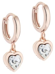 Ted Baker Rose Gold Tone HANNIY: Crystal Heart Huggie Earrings - Image 5 of 7