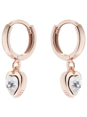 Ted Baker Rose Gold Tone HANNIY: Crystal Heart Huggie Earrings - Image 6 of 7
