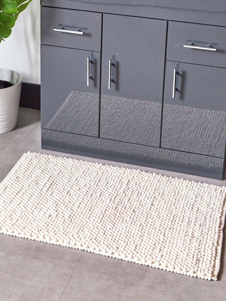 furn. White Bobble Bath Mat - Image 1 of 3
