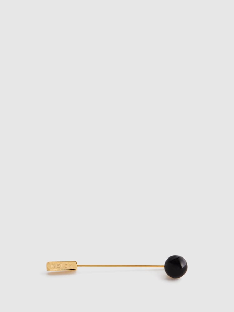 Reiss Gold Ardley Pearl Lapel Pin - Image 1 of 4