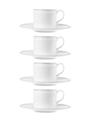 Mary Berry Set of 4 White Signature Espresso Cup & Saucers - Image 2 of 3