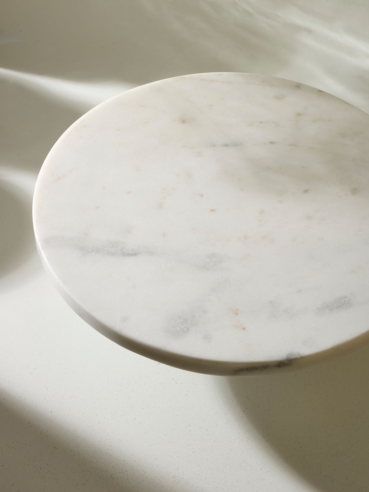 White Marble and Mango Wood Cake Stand - Image 3 of 4