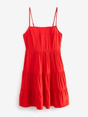 Red Mini Tiered Cami Summer Dress - Image 5 of 5