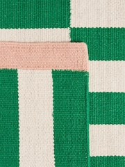 Oliver Bonas Green Simeon Woven Striped Cotton Runner Rug - Image 2 of 4