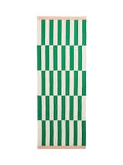 Oliver Bonas Green Simeon Woven Striped Cotton Runner Rug - Image 4 of 4