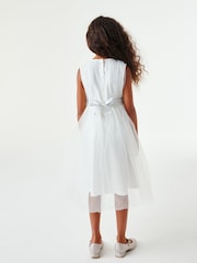 Ivory White Mesh Tie Back Party Dress (3-16yrs) - Image 1 of 6