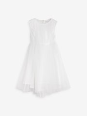 Ivory White Mesh Tie Back Party Dress (3-16yrs) - Image 4 of 6