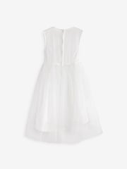 Ivory White Mesh Tie Back Party Dress (3-16yrs) - Image 5 of 6
