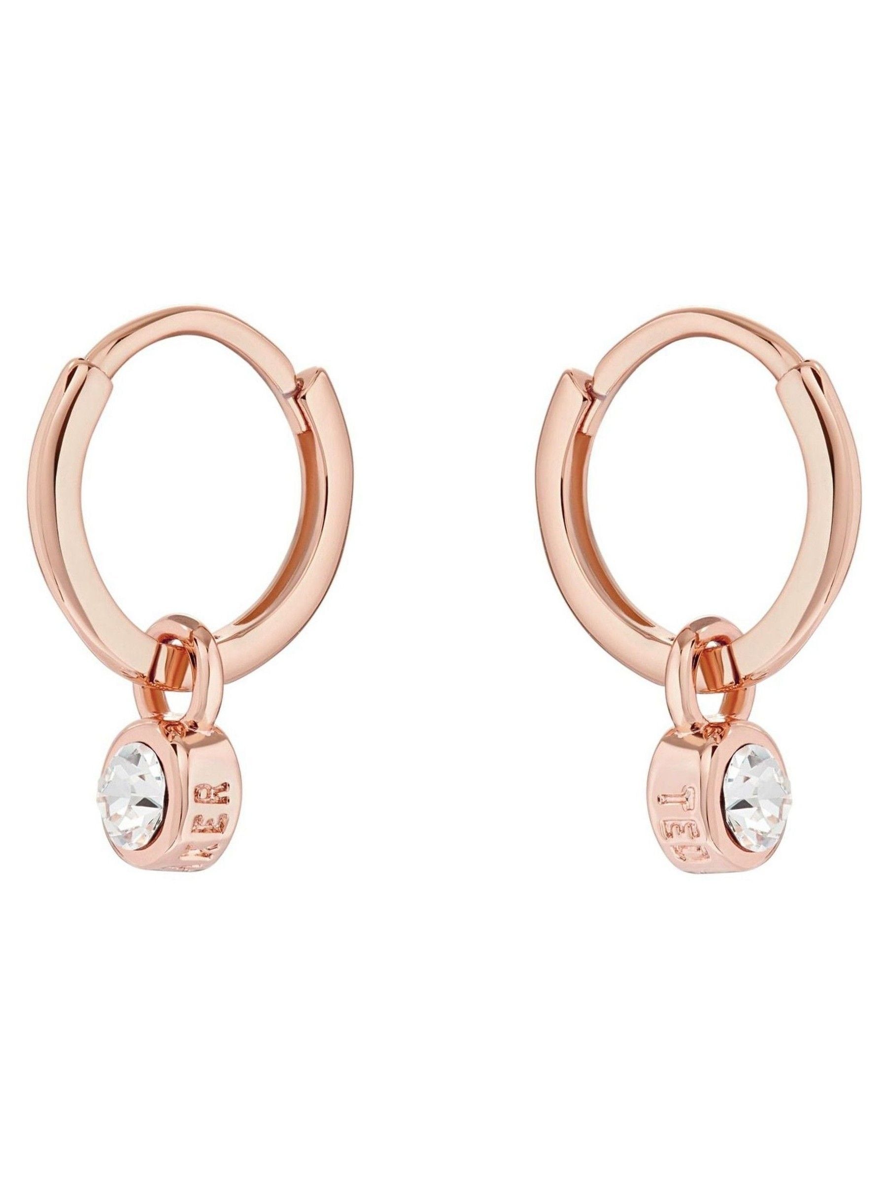Buy Ted Baker Rose Gold Tone SINALAA Crystal Huggie Earrings from Next Luxembourg