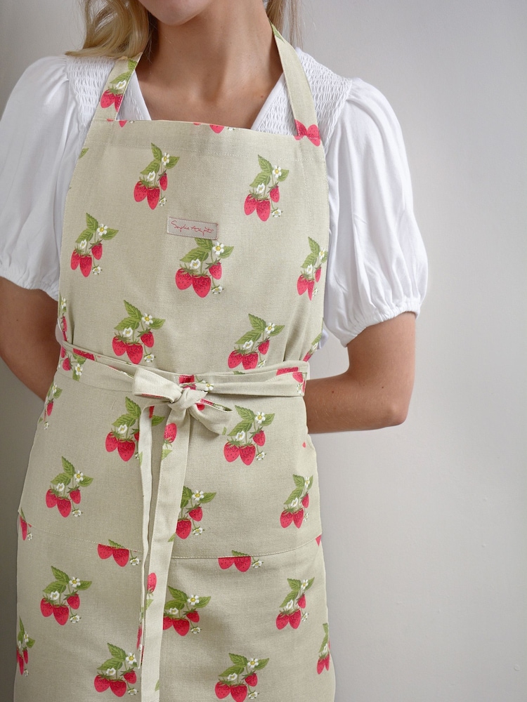 Sophie Allport Green 100% Cotton Bunches Strawberries Apron - Image 1 of 2