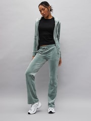 Зеленый - Велюровые спортивные брюки прямого кроя Juicy Couture - Изображение 2 из 5