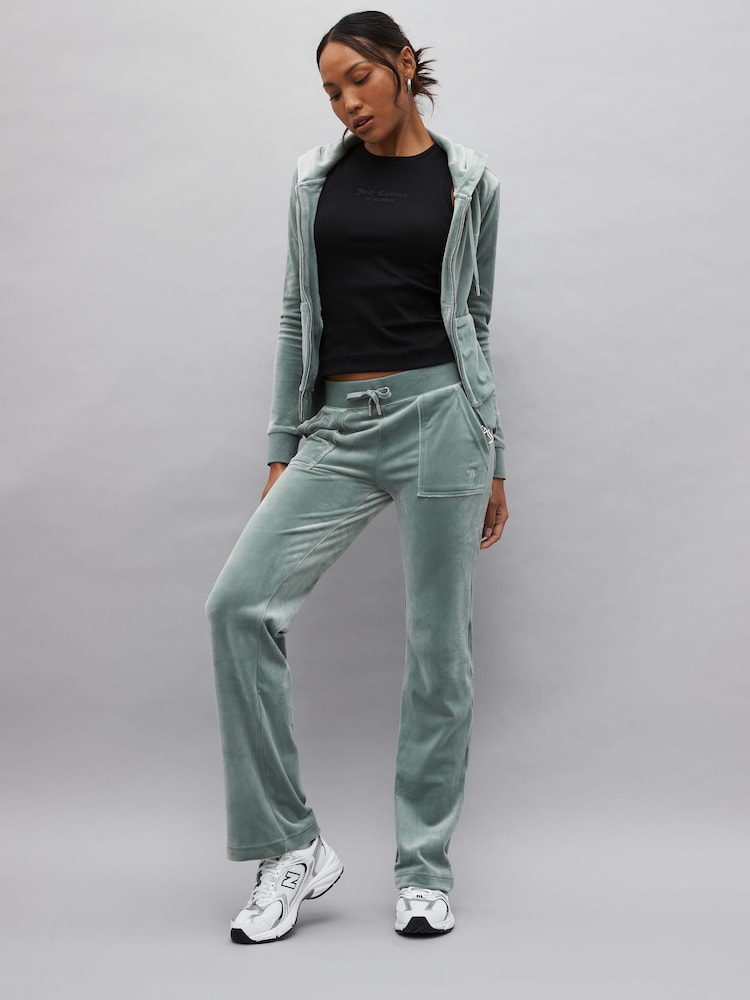 Зеленый - Велюровые спортивные брюки прямого кроя Juicy Couture - Изображение 2 из 5