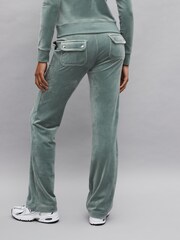 Зеленый - Велюровые спортивные брюки прямого кроя Juicy Couture - Изображение 3 из 5