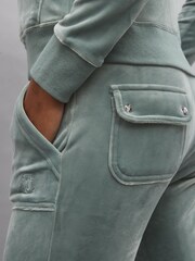 Зеленый - Велюровые спортивные брюки прямого кроя Juicy Couture - Изображение 4 из 5