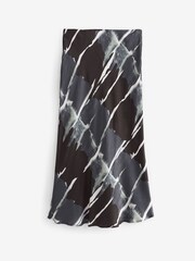 Black Tie Dye Satin Midi Skirt - Image 5 of 5