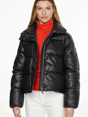 Calvin Klein PU Padded Black Puffer Jacket - Image 1 of 3