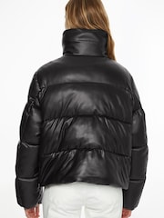 Calvin Klein PU Padded Black Puffer Jacket - Image 2 of 3