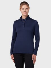Callaway Apparel Blue Callaway Golf Thermal Longsleeve Fleece Back Jersey - Imagen 1 de 6