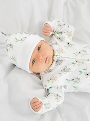 JoJo Maman Bébé White Koala Print Cotton Baby Hat - Image 1 of 4