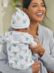 JoJo Maman Bébé White Koala Print Cotton Baby Hat - Image 3 of 4
