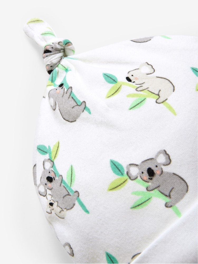 JoJo Maman Bébé White Koala Print Cotton Baby Hat - Image 4 of 4