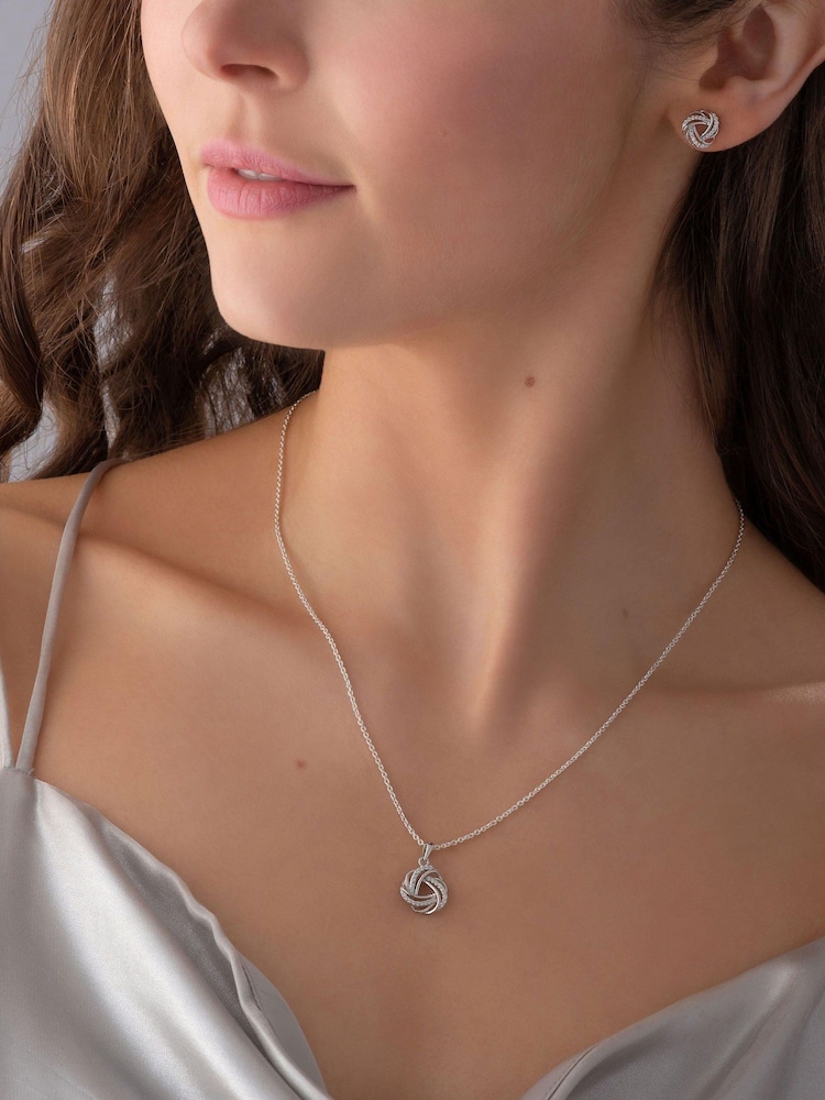 Beaverbrooks Sterling Silver Cubic Zirconia Knot Pendant - Image 4 of 4