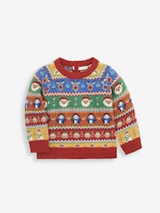 JoJo Maman Bébé Multi Bright Christmas Fairisle Pattern Jumper - Image 1 of 5