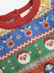 JoJo Maman Bébé Multi Bright Christmas Fairisle Pattern Jumper - Image 2 of 5